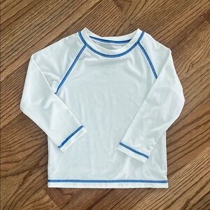 Healthtex White and Blue Rashguard Swim Shirt with Raglan Sleeves